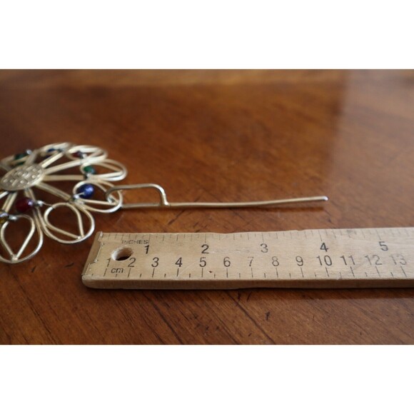 Vintage Gold Tone Ponytail Cage Barette Hair Clip Slide Pin Metal Large 4" Dia. - Picture 3 of 10